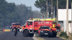 Source-feed image associated with Two French firefighters die tackling blaze near Bordeaux airport