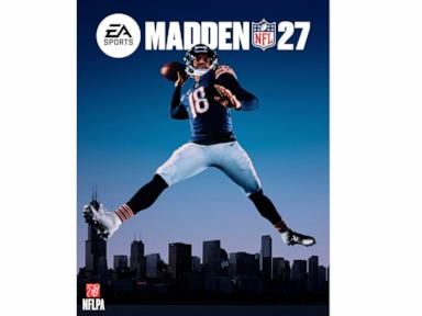 Source-feed image associated with Caleb Williams strikes jump-throw pose for Madden NFL 27 cover
