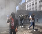 Source-feed image associated with Mexico City police teargas teachers’ protest 10 days before World Cup