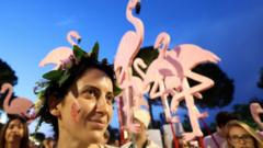 Source-feed image associated with 'Flamingo Revolution' takes off as thousands demand Albanian PM's resignation