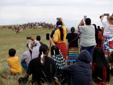 Source-feed image associated with Native Americans commemorate victory at Little Bighorn with horse races, dance, song