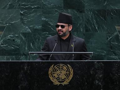 Image from linked report: Nepal's leader, at UN, says recent floods serve as a 'warning to the world' about climate change