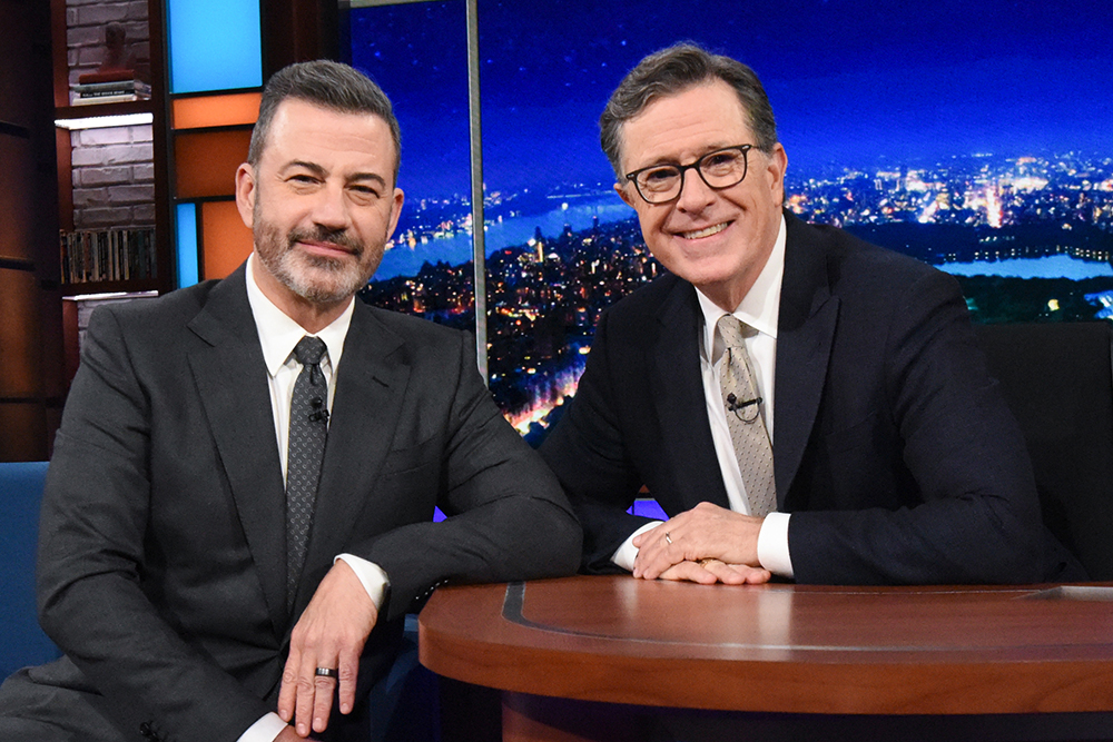Source-feed image associated with Stephen Colbert Urges Emmy Voters to Back Jimmy Kimmel: ‘Look How Cute He Is!’