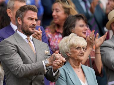 Source-feed image associated with David Beckham takes mom to Wimbledon to sit in Royal Box on opening day
