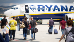 Source-feed image associated with Ryanair profits drop as Iran war puts off passengers and lifts fuel costs