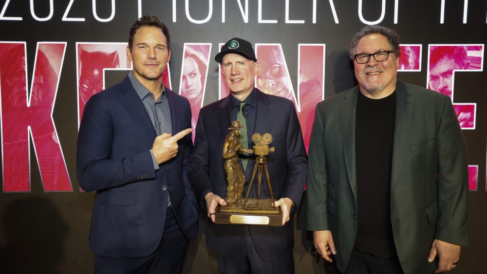 Image from linked report: Kevin Feige Hails Theatrical Experience as ‘the Real Movie Magic’ at Will Rogers Motion Picture Pioneers Tribute
