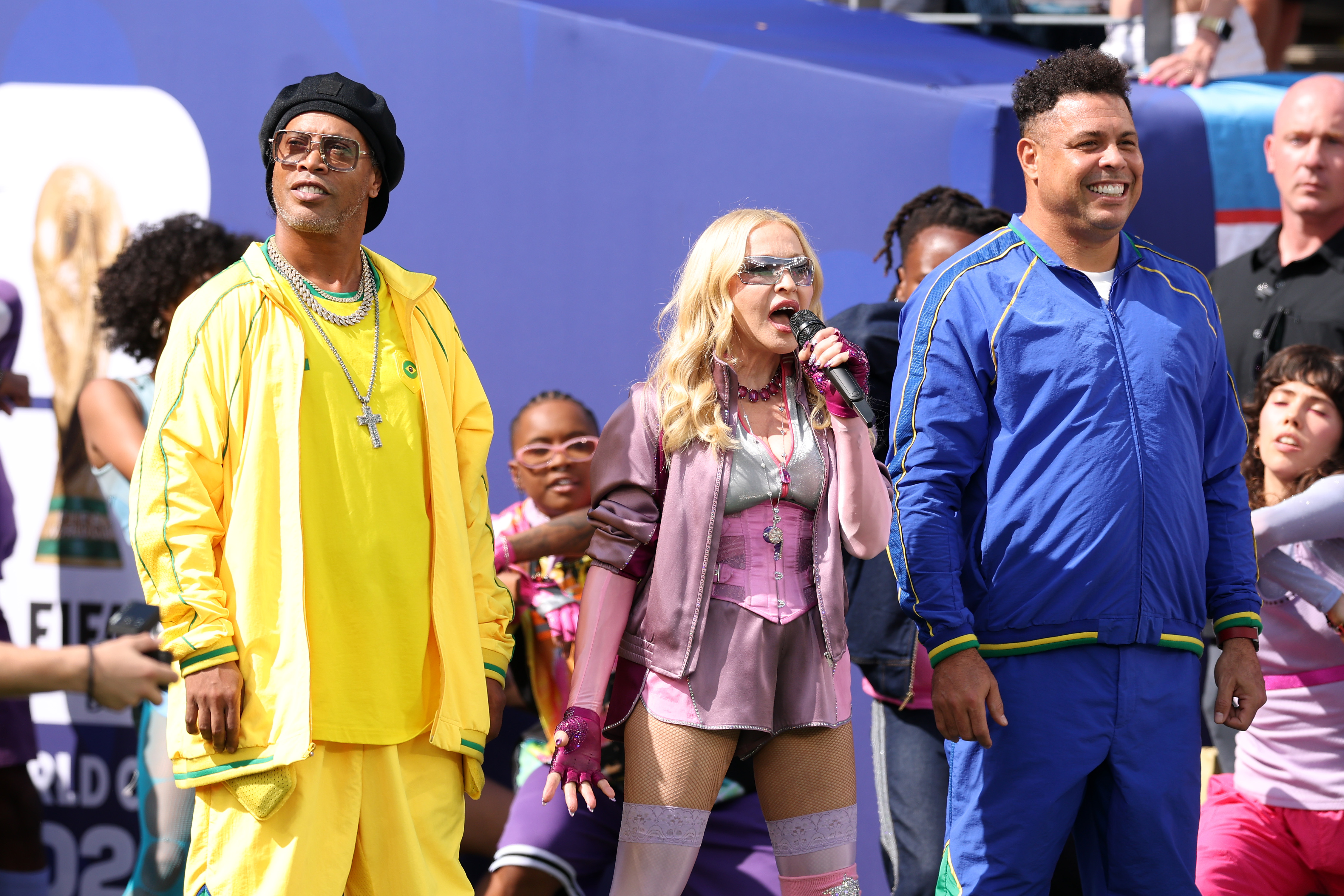 Source-feed image associated with Madonna, BTS, Justin Bieber and Shakira Join Forces for Blink-and-You’ll-Miss-‘Em Moments in a Cluster-FIFA of a Halftime Show