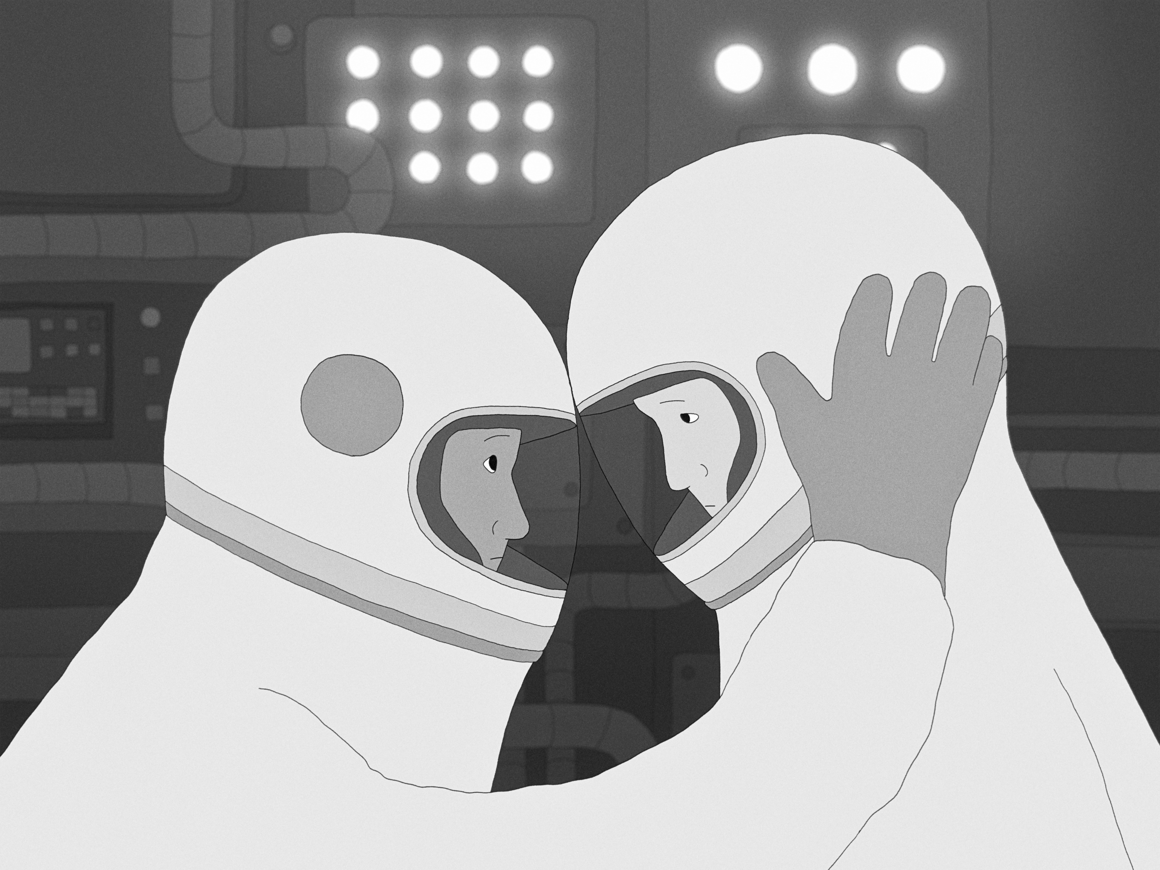 Source-feed image associated with Moonfish’ Director and Stars Lucy Liu and Morgan Spector Break Down Their Black-and-White Animated Film About Isolated Astronauts And Why It’s an Allegory for ‘The Current Human Condition’