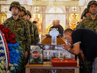 Source-feed image associated with Body of war criminal Mladic lies in state in Serbian capital ahead of funeral
