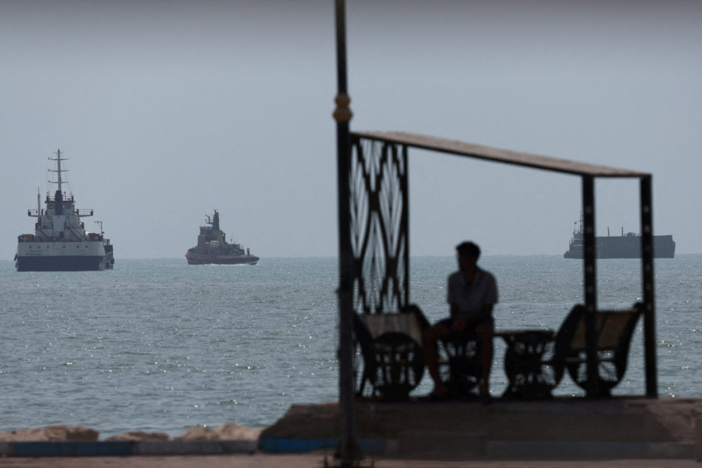 Source-feed image associated with U.S. strikes Iranian rocket launchers on the Strait of Hormuz in first military action in weeks