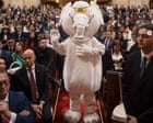 Source-feed image associated with White elephant in the room: Colombia swears in costumed anti-corruption activist as senator