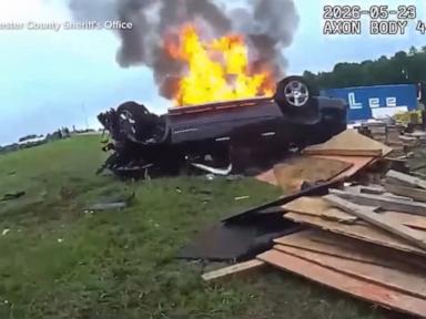 Source-feed image associated with WATCH: Woman rescued from burning car speaks out