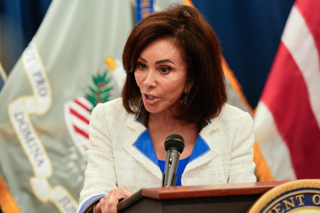 Source-feed image associated with Watchdog files bar complaint against Pirro over efforts to indict Democrats for video urging troops to resist illegal orders