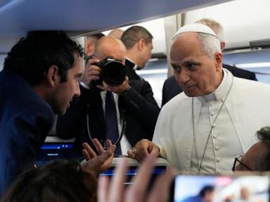 Image from linked report: Pope Leo XIV affirms need for media when asked about Trump ban at White House