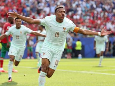Source-feed image associated with France beats Morocco 2-0 in the World Cup quarterfinals