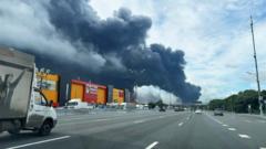 Source-feed image associated with Moscow residents complain of black rain after largest Ukrainian attack hits oil refinery