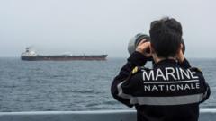 Source-feed image associated with France seized sanctioned Russian oil tanker with UK help, Macron says