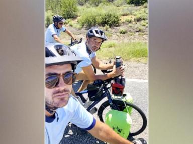 Source-feed image associated with WATCH: 3 soccer fans bike 11,000 miles for World Cup