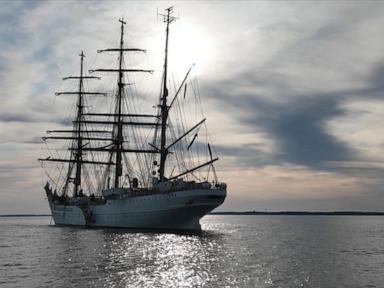 Source-feed image associated with WATCH: Countdown to America 250: Parade of Sail in New York Harbor