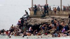Source-feed image associated with EU calls emergency meeting to discuss Ceuta migrant crossings