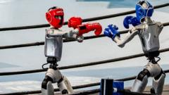 Source-feed image associated with Robot boxing, football and sprinting at World Humanoid Games