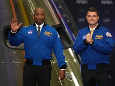 Source-feed image associated with Artemis II moonshot commander and pilot are hanging up their astronaut suits at NASA