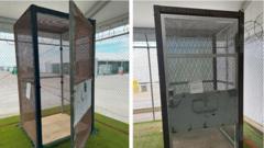 Source-feed image associated with Immigrants held in small outdoor cages at 'Alligator Alcatraz' in Florida, investigators find