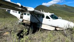 Source-feed image associated with Watch: Moment small plane crash lands in remote Alaska wilderness