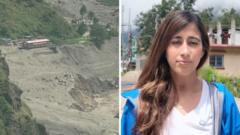 Source-feed image associated with Once a village, now barren land - BBC in the valley devastated by floods