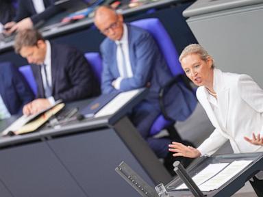 Source-feed image associated with German far-right party taunts chancellor after its election triumph. He says it won't win a majority