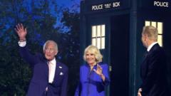 Source-feed image associated with King's Tardis entrance as Commonwealth Games begin