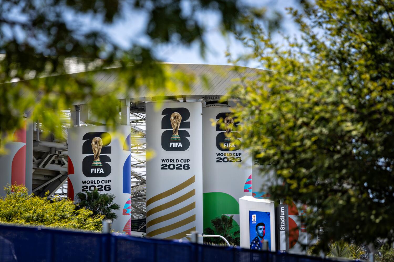 Source-feed image associated with SoFi Stadium workers union announces labor deal, averting strike during World Cup