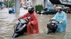 Image from linked report: Bangkok roads submerged as flood disaster declared