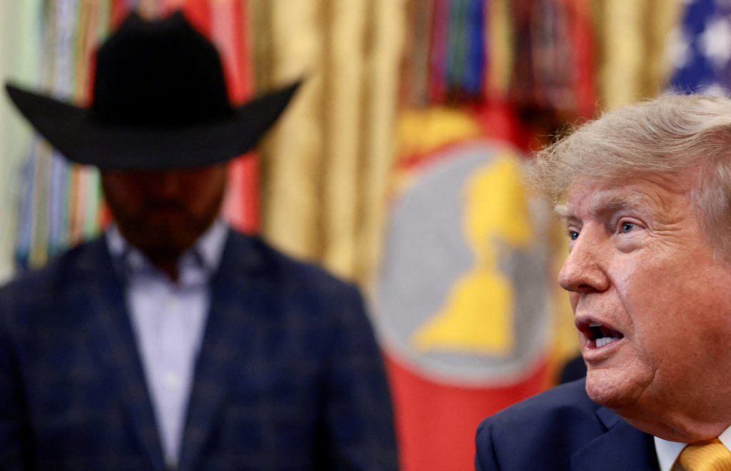 Source-feed image associated with WATCH: Trump calls Iran war 'small potatoes' and 'very intermittent'