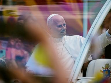 Source-feed image associated with Pope visiting 'dock of shame' in Canary Islands where migrants slept in squalor
