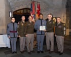 Image from linked report: North Carolina father and son receive hero awards for saving man from burning car