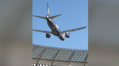 Source-feed image associated with South African airline defends low-altitude aerial stunt over packed stadium