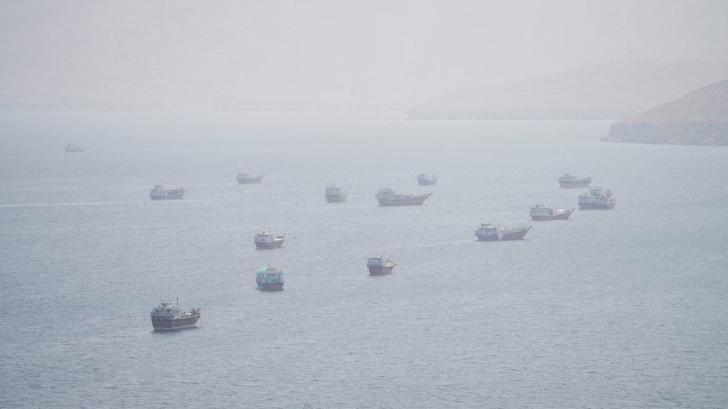 Source-feed image associated with Iranian cargo ship is struck, and talks between Tehran and its neighbors are postponed