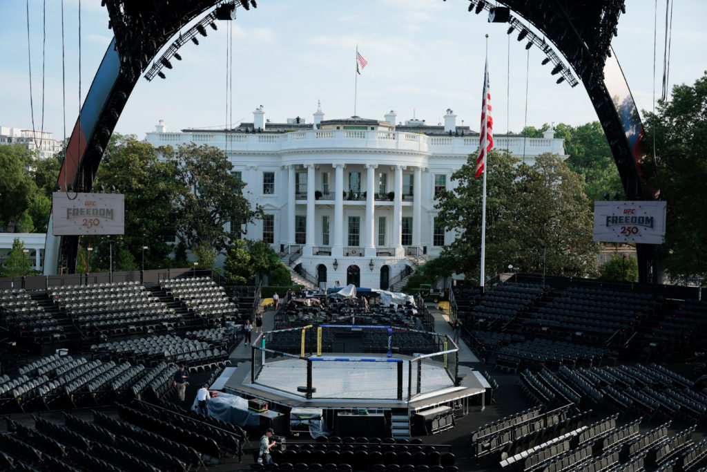 Source-feed image associated with WATCH: A sneak peak of UFC's Octagon at the White House