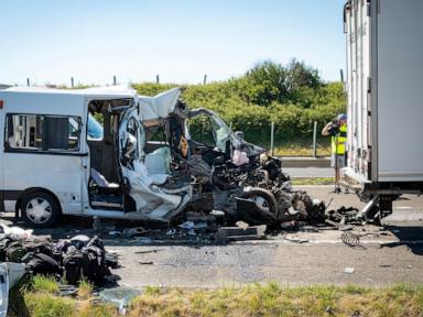 Source-feed image associated with 2 collisions on a Hungarian highway kill 8 people