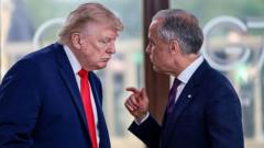 Source-feed image associated with Carney looking at 'all options' as Trump announces 50% tariffs on Canada