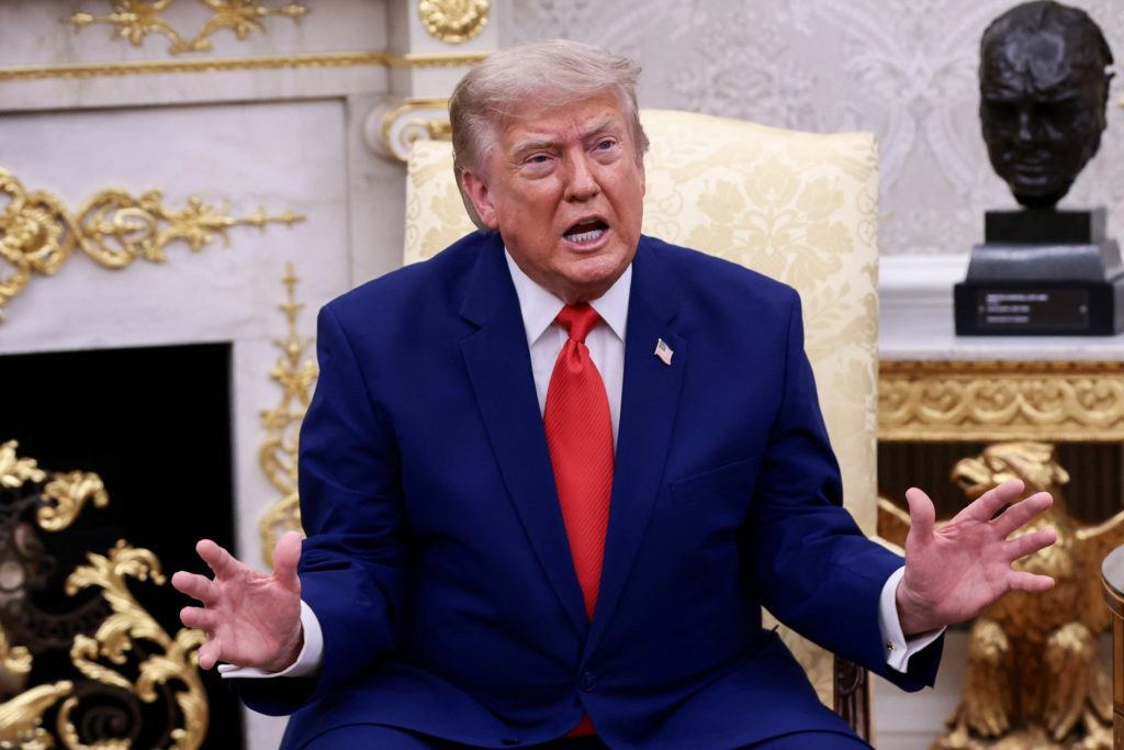Source-feed image associated with WATCH: Trump says U.S. would have to 'take care' of potential Houthi blockade of Red Sea
