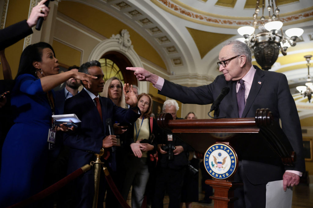 Source-feed image associated with WATCH: Schumer says he met with Platner after report on explicit texts, 'we're going to beat' Collins