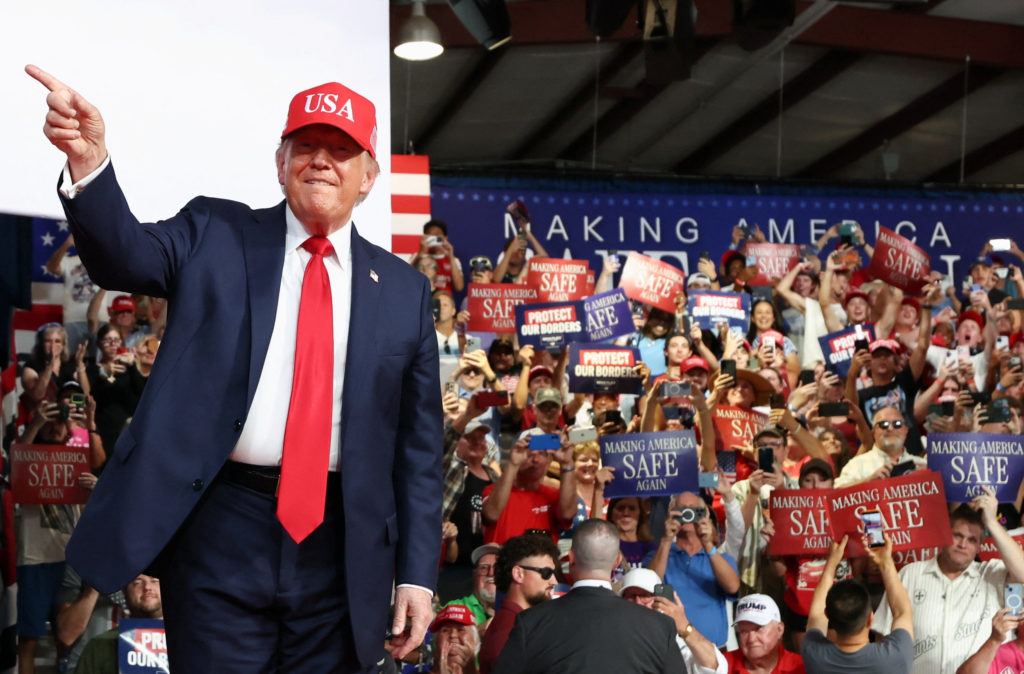 Image from linked report: Trump promised to campaign in midterm battlegrounds. He's starting in deep red states instead