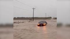 Source-feed image associated with Watch: Flood waters surge in Texas after huge rainstorms