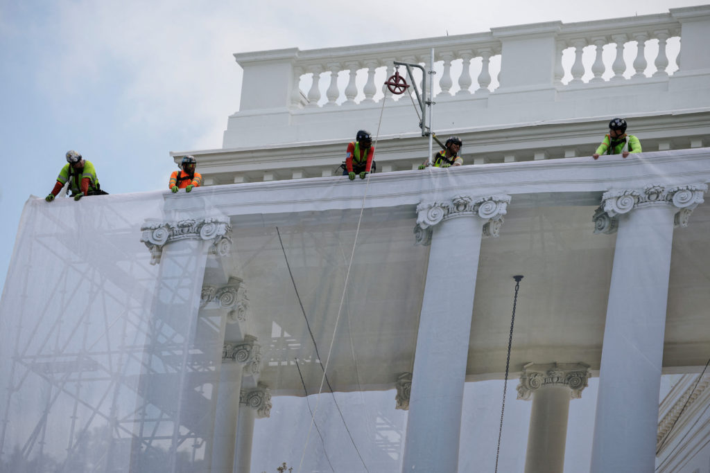 Source-feed image associated with WATCH: White House columns appear to be Trump's latest project