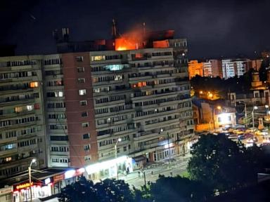 Source-feed image associated with Russian drone launched against Ukraine crashes in Romania, injuring 2