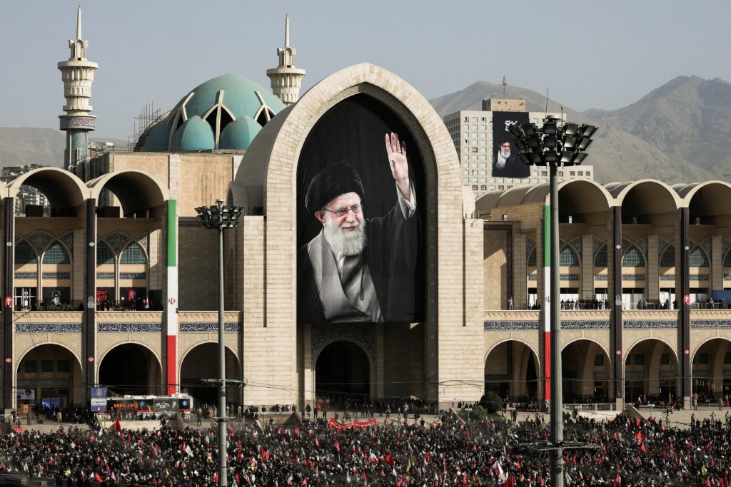 Source-feed image associated with Iran begins dayslong funeral for the late Supreme Leader Ayatollah Ali Khamenei, killed in war