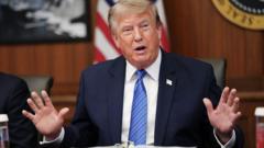 Source-feed image associated with Trump denies US weapons shortage and says information 'leakers' being 'hunted down'