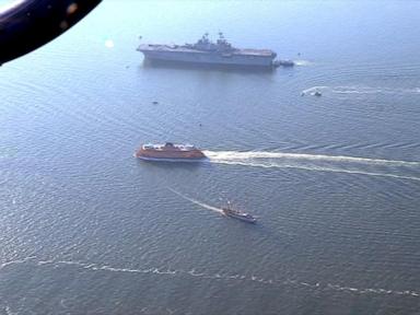 Source-feed image associated with WATCH: Tall ship parade on the Hudson River in New York